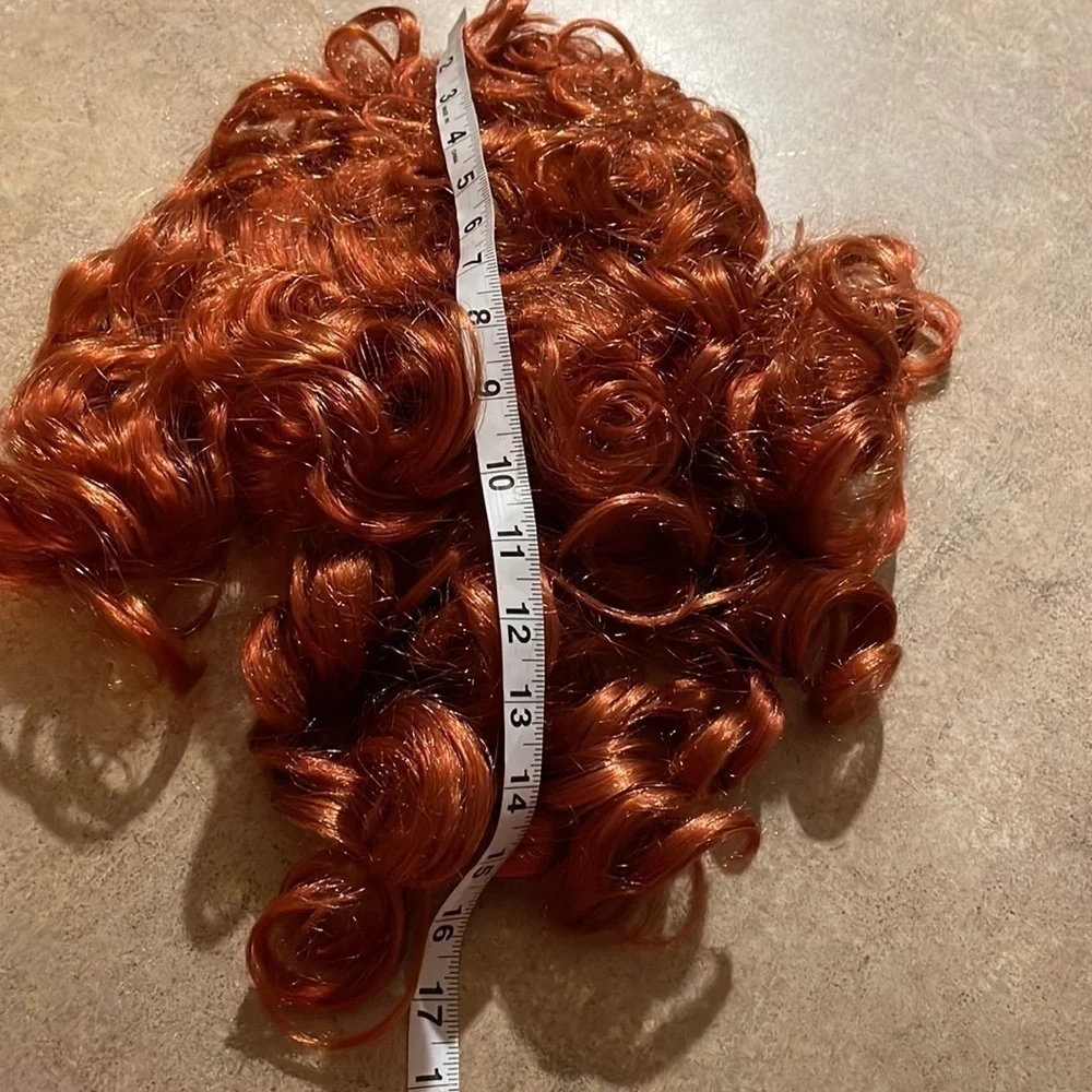 Red Synthetic Curly Hair with Bangs Cosplay Halloween Little Mermaid Ariel